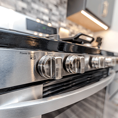 control bar of stove or range knobs